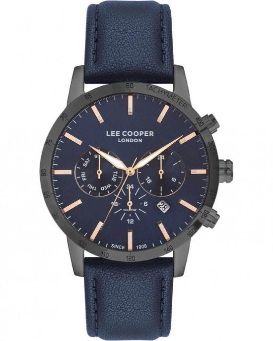 LEE COOPER Dual Time Blue Leather Strap LC07364.099