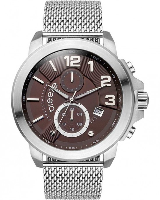 BREEZE Hommage Dual Time Silver Stainless Steel Bracelet 610732.6