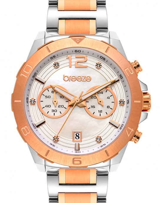 BREEZE Prestinia Crystals Two Tone Stainless Steel Chronograph 712281.6